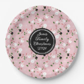 雪だるまスノーフレーククリスマスホリデーパーソナライズされた ペーパープレート (正面)