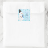 雪だるまスノーフレーククリスマス引用文シール スクエアシール (バッグ)