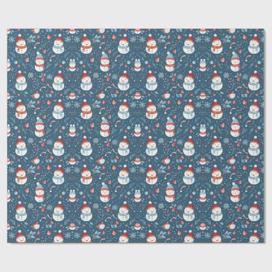雪だるまスノーフレークスキャンディーキャンズグリーンクリスマス ラッピングペーパー (フラット)