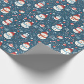 雪だるまスノーフレークスキャンディーキャンズグリーンクリスマス ラッピングペーパー (角)