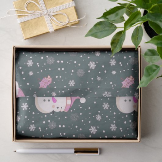 雪だるまスノーフレークスグリーンクリスマス 薄葉紙 (ギフト)