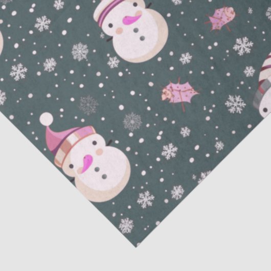 雪だるまスノーフレークスグリーンクリスマス 薄葉紙 (詳細)