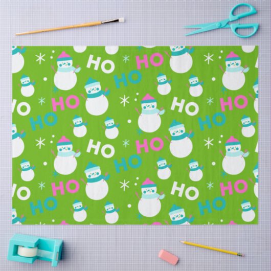 雪だるまスノーフレークスホホホホクリスマス 薄葉紙 (クラフト)