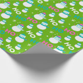 雪だるまスノーフレークスホーホーモダンクリスマス ラッピングペーパー (角)