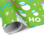 雪だるまスノーフレークスホーホーモダンクリスマス ラッピングペーパー (ロールコーナー)