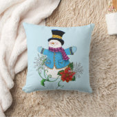 雪だるまスノーフレークスポインセチア クッション (ブランケット)