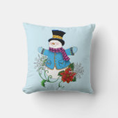 雪だるまスノーフレークスポインセチア クッション (正面)