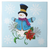 雪だるまスノーフレークスポインセチア タイル (正面)