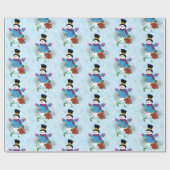 雪だるまスノーフレークスポインセチア ラッピングペーパー (フラット)