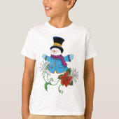 雪だるまスノーフレークスポインセチア Tシャツ (正面)