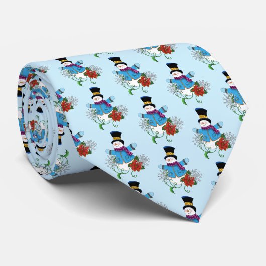雪だるまスノーフレークスポンセッティア ネクタイ (ロール)