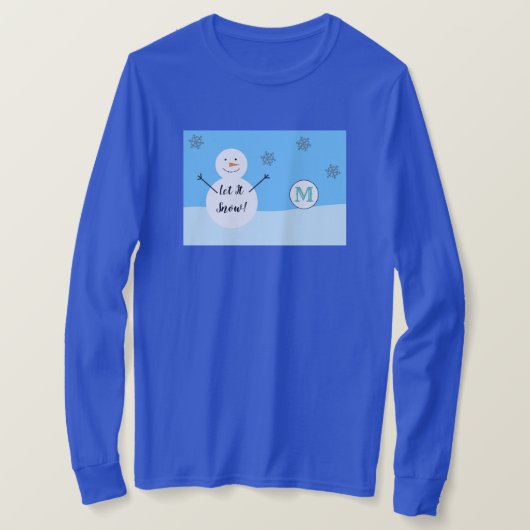 雪だるまスノーフレークフェスティバルウィンターカスタムモノグラム Tシャツ (デザイン正面)