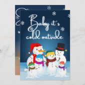 雪だるまスノーホリデークリスマスオープンハウス 招待状 (正面/裏面)