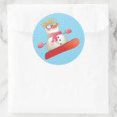 雪だるまスノーボードシール3インチ（6枚） ラウンドシール (バッグ)