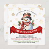 雪だるまスノーモアおもしろいクリスマス招待状 セーブザデート (正面/裏面)