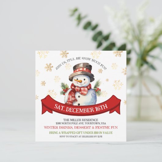 雪だるまスノーモアおもしろいクリスマス招待状 セーブザデート (スタンド正面)