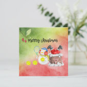 雪だるまス遊テニスのクリスマスウォーター色 シーズンカード (スタンド正面)