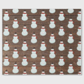 雪だるまズインスノーフレークonウッドラッピング紙 ラッピングペーパー (フラット)