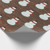 雪だるまズインスノーフレークonウッドラッピング紙 ラッピングペーパー (角)