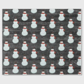 雪だるまズインスノーフレークonウッドラッピング紙 ラッピングペーパー (フラット)