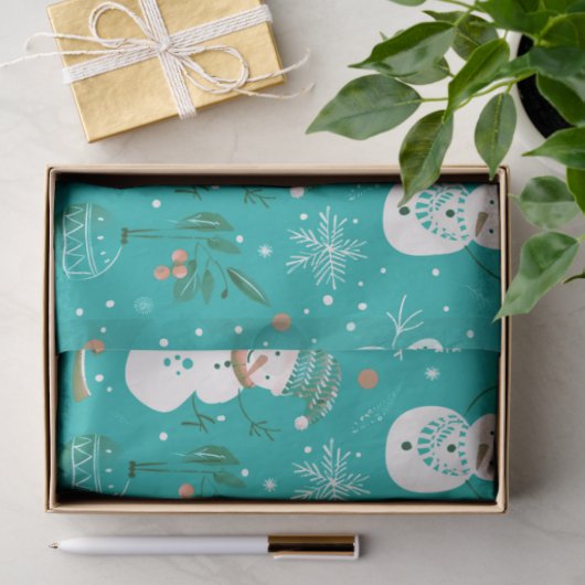 雪だるまズベリースノーフレークスグリーンクリスマス 薄葉紙 (ギフト)