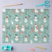 雪だるまズベリースノーフレークスグリーンクリスマス 薄葉紙 (クラフト)