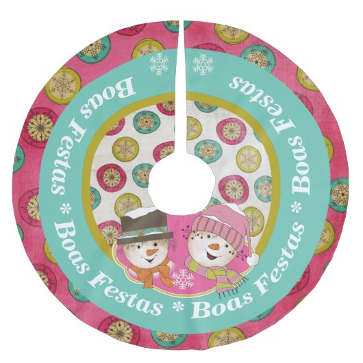 雪だるまズボースフェスタスホリデーツリースカート ブラッシュドポリエステルツリースカート (正面)