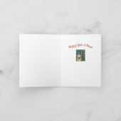 雪だるまセーターの魔女、黒猫クリスマスハロウィーン カード (内部)