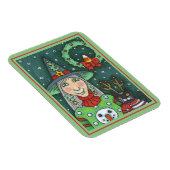 雪だるまセーターの魔女、黒猫クリスマスハロウィーン マグネット (右側)