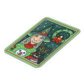 雪だるまセーターの魔女、黒猫クリスマスハロウィーン マグネット (左側)