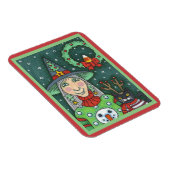 雪だるまセーターの魔女、黒猫クリスマスハロウィーン マグネット (右側)