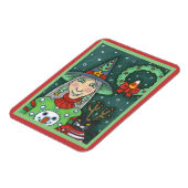 雪だるまセーターの魔女、黒猫クリスマスハロウィーン マグネット (左側)