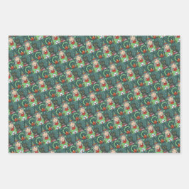 雪だるまセーターの魔女、黒猫クリスマスハロウィーン ラッピングペーパーシート