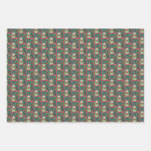 雪だるまセーターの魔女、黒猫クリスマスハロウィーン ラッピングペーパーシート (正面3)