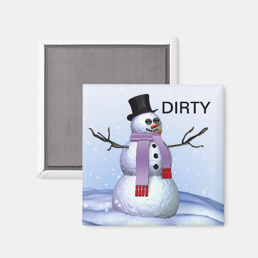 雪だるまダーティ食洗機クリスマスマグネット マグネット (正面/裏面)