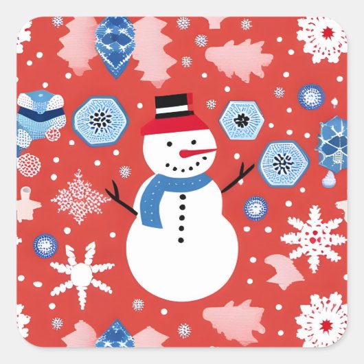 雪だるまチリン スクエアシール (正面)