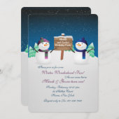 雪だるまツイン招待状 招待状 (正面/裏面)