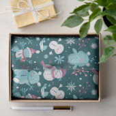 雪だるまテディベアーズスノーフレークスグリーンクリスマス 薄葉紙 (ギフト)