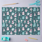 雪だるまテディベアーズスノーフレークスグリーンクリスマス 薄葉紙 (クラフト)