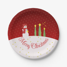 雪だるまテーマの休日 ペーパープレート