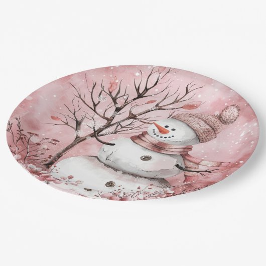 雪だるまディナープレート ペーパープレート (アングル)