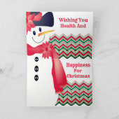 雪だるまデザイナー芸術的折り畳みホリデーカード シーズンカード (内部)