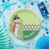 雪だるまデザインホリデイ ペーパープレート (パーティー)