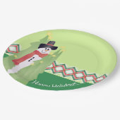 雪だるまデザインホリデイ ペーパープレート (アングル)