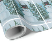 雪だるまデジ絵画タル ラッピングペーパー (ロールコーナー)