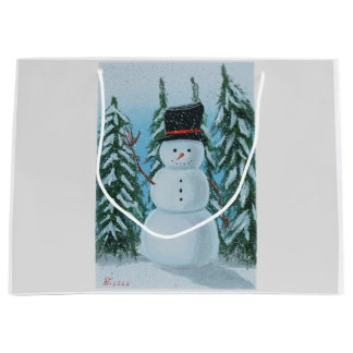雪だるまデジ絵画タル ラージペーパーバッグ