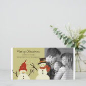 雪だるまデュオホリデーフォトカードセージ シーズンカード (スタンド正面)