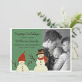 雪だるまデュオホリデーフラットカードグリーン シーズンカード (スタンド正面)