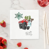 雪だるまトラックメリークリスマスツリーナプキンズ スタンダードランチョンナプキン (インサイチュ)