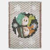 雪だるまドッストライプツ&ホリデースロー スローブランケット (正面縦)